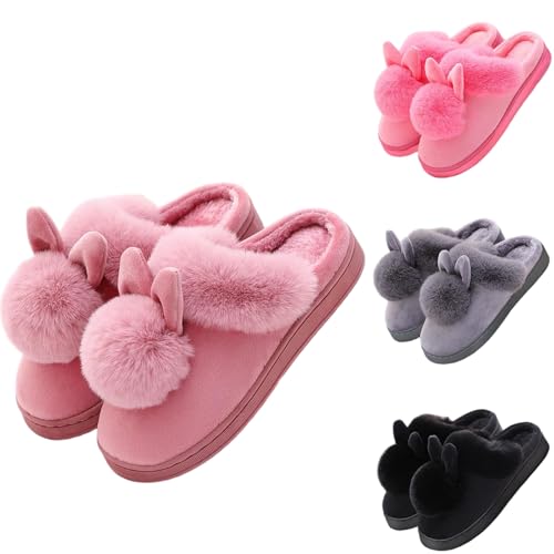 Hausschuhe Damen Hase Hausschuhe Plüsch Pantoffeln Tiere Hüttenschuhe Memory Foam Pantoletten Flauschige Slipper Slide Winter Hausschlappen Warm Schlappen Filzpantoffeln Gefütterte Hauspantoffeln von LOIJMK