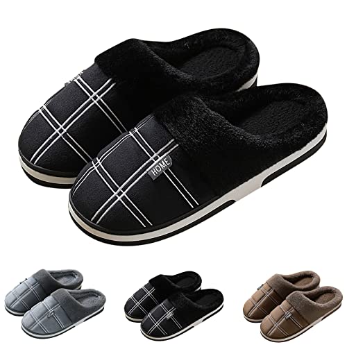 Hausschuhe Herren Warm Winter Pantoffeln Memory Foam Schlappen Atmungsaktiv Gästehausschuhe Drinnen Slippers Hauspantoffeln Hüttenschuhe Gefütterte Pantoletten Plüsch Hausschlappen Filzpantoffeln von LOIJMK