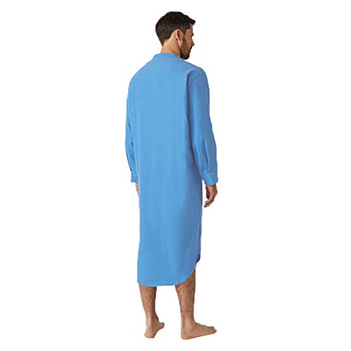 Herren Roben Home Schlafanzug Lockere Langarm Nachthemd Bequem Pyjamaoberteil Einfarbig Schlafshirt Nachtwäsche Casual Pullover Lang Männer Daily Kleidung mit Brusttaschen von LOIJMK