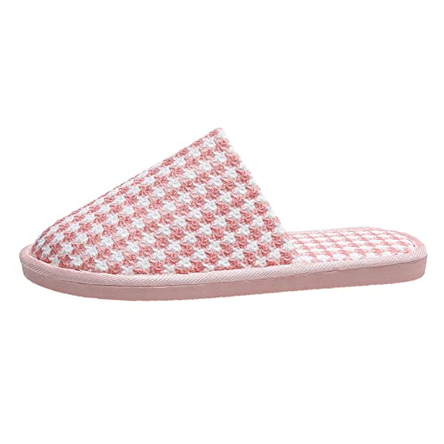 Karierte Hausschuhe Damen Winter Leichte Slippers Schlappen Warme Hausschuhe Filzpantoffeln Weiche Atmungsaktive Pantoffeln Memory Foam Hausschlappen Pantoletten Hauspantoffeln Gästehausschuhe von LOIJMK