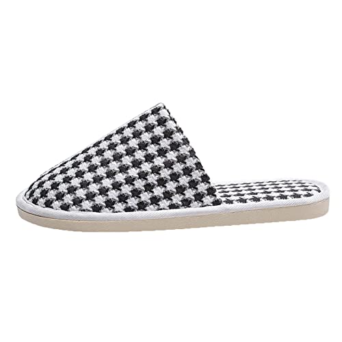 Karierte Hausschuhe Damen Winter Leichte Slippers Schlappen Warme Hausschuhe Filzpantoffeln Weiche Atmungsaktive Pantoffeln Memory Foam Hausschlappen Pantoletten Hauspantoffeln Gästehausschuhe von LOIJMK