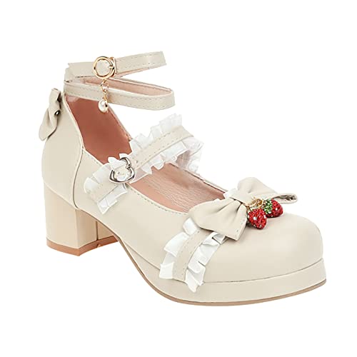 Kinder Schuhe für Mädchen Pumps: Prinzessin Schuhe Mary Jane-Schuhe mit Absatz Kawaii Lolita Schuhe High Heels für Cosplay Party Festliche Plateau Abendschuhe Tanzschuhe mit Bowknot von LOIJMK