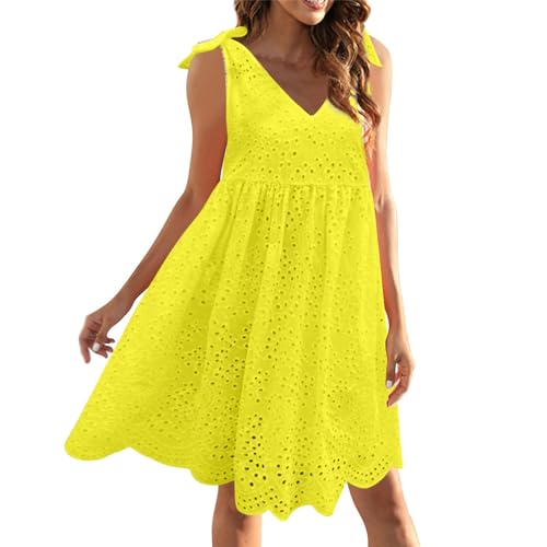 Kleider für Damen, Frauen Ärmelloses Sommerkleid, Locker Kleider Damen Tankkleid Funky Strandkleid Damen Sommer Trägerkleid V-Ausschnitt Sommerkleider Damen Elegantes Boho-Kleid Vestkleid von LOIJMK