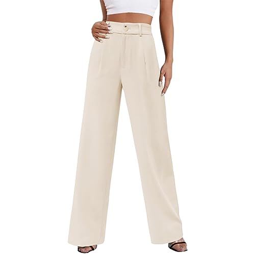Anzughose Damen Gerades Bein, Mode Freizeit Business Hose Büro Pants Weites Bein Arbeitshosen Anzughosen Einfarbig Gerade Hosen Modern Freizeithose Lässiger Arbeits Blazer Büro Hosen von LOIJMK