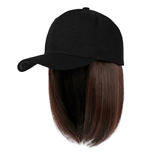 LOIJMK Baseballkappe mit Haarverlängerungen, gerade, kurze Bob-Frisur, verstellbar, abnehmbar, Perücke, Hut für, Aschblond, Mix, Bleichblond News Cap (C, One Size) von LOIJMK