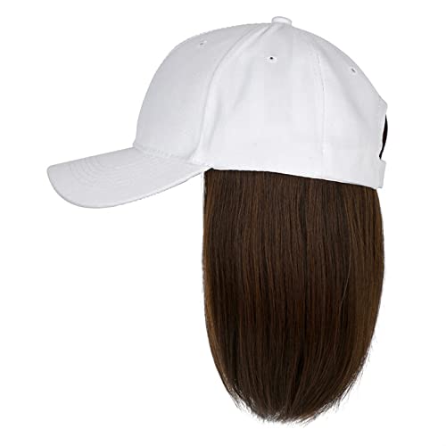 LOIJMK Baseballkappe mit Haarverlängerungen, gerade, kurze Bob-Frisur, verstellbar, abnehmbar, Perücke, Hut für, Aschblond, Mix, Bleichblond News Cap (F, One Size) von LOIJMK