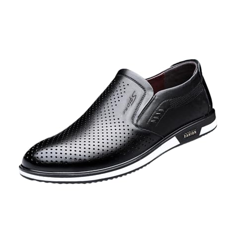 LOIJMK Businessschuhe Grau Lederschuhe Herren Atmungsaktiv FrüHling Und Sommer Anzugschuhe FüR MäNner LäSsige Mode Oxford-Schuhe Weichem Boden Bequem von LOIJMK