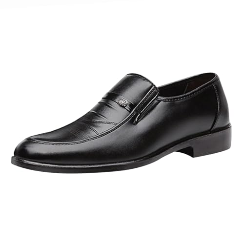 LOIJMK Businessschuhe Schwarz Lederschuhe Herren Matt Spitze Anzugschuhe FüR MäNner Vintage Oxford-Schuhe Chelsea Boots Ohne SchnüRen Hochzeitsschuhe Halbschuhe von LOIJMK