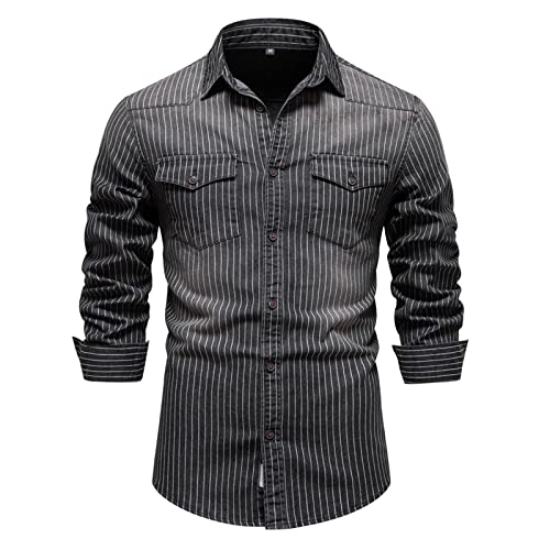 LOIJMK Cowboy Hemd Herren Gestreift Regular Fit Freizeithemd LangäRm Knopfleiste Langarmhemd Atmungsaktive GemüTlicher Henley Shirt FrüHling Winter Langarm T-Shirt Sweatshirt LOIJMK Cowboy Hemd Herren Gestreift Regular Fit Freizeithemd LangäRm Knopfleiste Langarmhemd Atmungsaktive GemüTlicher Henley Shirt FrüHling Winter Langarm T-Shirt Sweatshirt von LOIJMK
