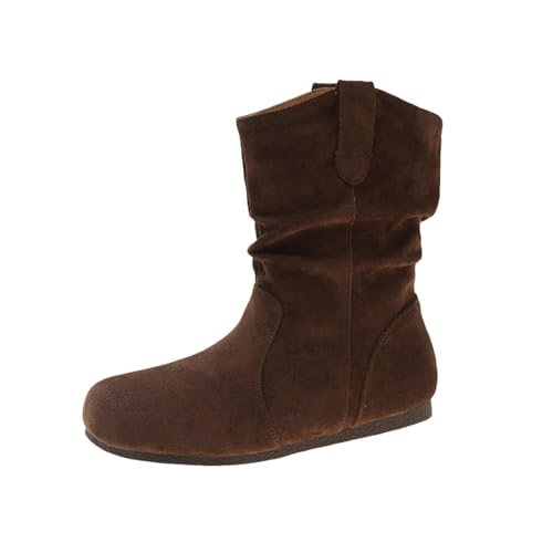 LOIJMK Cowboystiefel Damen Motorrad Biker Ankle Boots Damenstiefel Wildleder Stiefeletten Herbst Winter Westernstiefel Cowboy Stiefel Kurzstiefel Schlupfstiefel Reitstiefel Halbstiefel Arbeitsstiefel von LOIJMK