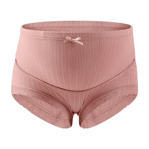 LOIJMK Damen Baumwolle Over/Under The Bump Umstandshöschen Spitzenbesatz Schwangerschaftsunterwäsche C Recovery Umstandshöschen M 5XL Body Damen Spitze Unterwäsche (Pink, L) von LOIJMK