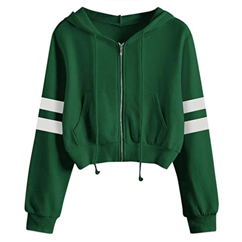 LOIJMK Damen Cropped Hoodie Kurz Sweatjacke Mode Kapuzenpullover Bauchfrei Sweatjacke Oberteil Reißverschluss Sweatshirt mit Kapuze Langarm Kapuzenjacke Blusen Outerwear für Teenager Mädchen von LOIJMK