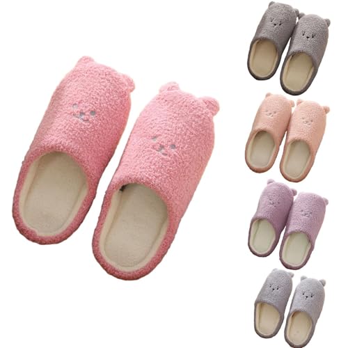 LOIJMK Damen Hausschuhe Winter Pantoffeln Warme Hausschuhe Damen Memory Foam Filzpantoffeln Bequeme Hüttenschuhe Flauschige Slipper Slide Gefütterte Pantoletten Schlappen Hauspantoffeln Hausschlappen von LOIJMK