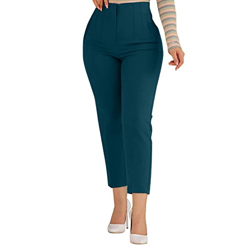 LOIJMK Damen Hosen Sommer 7/8 Elegant, Slim Fit Anzughose Damen High Waist Arbeitshosen Schlanke Enge Hosen Büro Pants für Frauen Mode Anzughosen Damen Lang Elegant Skinny Freizeithose Caprihose von LOIJMK