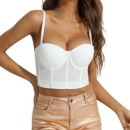 LOIJMK Damen Korsett Top Bustier Korsett Top eng anliegendes Korsett Tank Top Straps Top Solid Short Fashion Shirt Mit Spitze von LOIJMK