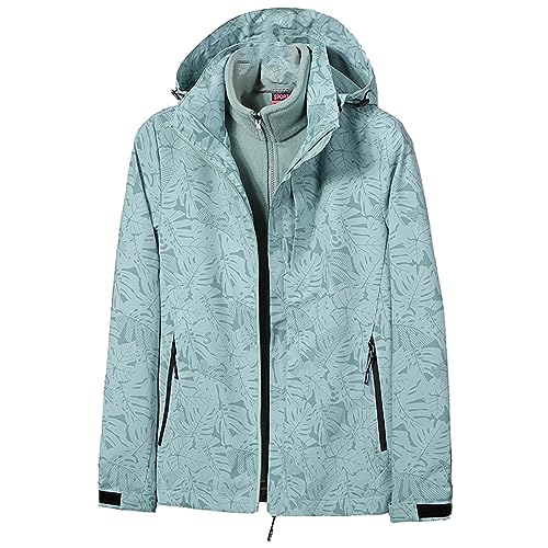 LOIJMK Damen Regenjacke Wasserdicht Warm - Winterjacke Doppeljacke 2-in-1 Skijacke mit Fleecejacke Regenjacken mit Kapuze Windjacke Wandernjacke Winddicht Funktionsjacke Outdoorjacke von LOIJMK