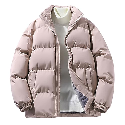 LOIJMK Damen Winterjacke Ohne Kapuze, Sportjacke Oversize, Daunen Warme Jacke, Stehkragen Übergangsjacke Dicke Warm Winterjacken Klassisch Oversized Sweatjacke Einfarbig Steppjacke Freizeitjacke von LOIJMK