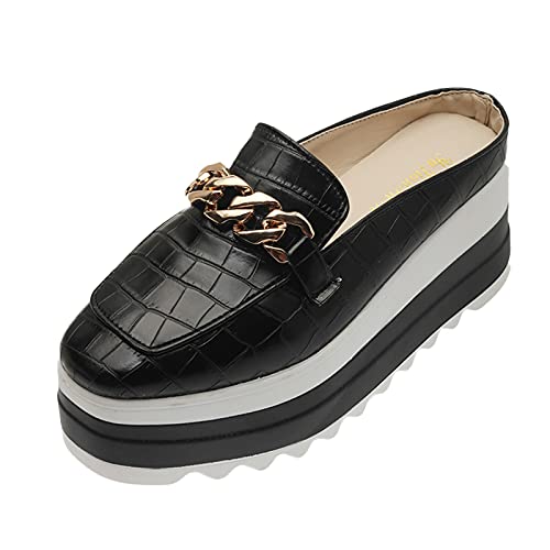 LOIJMK Damen halb lässig Trifle Baotou Hausschuhe Plattform Mode Schuhe Keilkette Damen Turnschuhe Damen Schuhe Sommer Sandalen (Black, 39) von LOIJMK