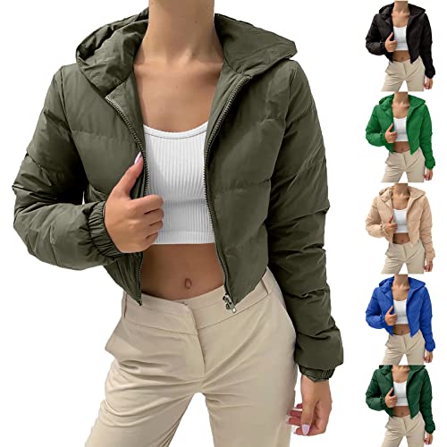 LOIJMK Daunenmantel Damen Kurz, Mode Daunenjacke Damen Outdoor, Funky Kapuzenjacke für Frauen Leichte Steppjacke Mantel mit Kapuze Trendy Hoodie Outdoorjacke Elegante Übergangsjacke Outerwear von LOIJMK