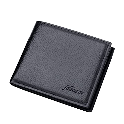 LOIJMK Fashion ID Short Wallet Solid Color Hasp Herren Open Purse Multiple Card Slots Clutch Bag Kleine Geldbörsen Damen Schwarz (Black, One Size) von LOIJMK