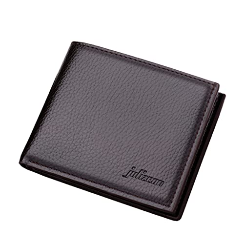 LOIJMK Fashion ID Short Wallet Solid Color Hasp Herren Open Purse Multiple Card Slots Clutch Bag Kleine Geldbörsen Damen Schwarz (Coffee, One Size) von LOIJMK