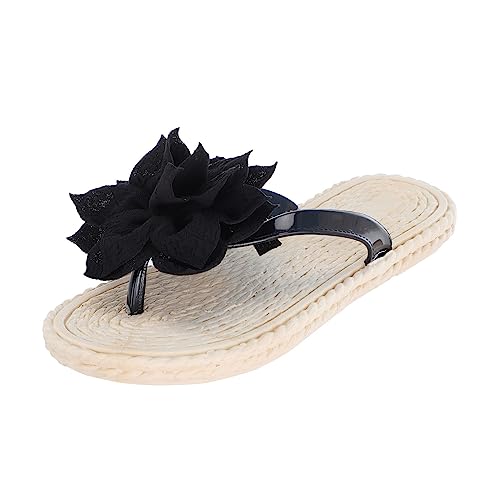 LOIJMK Flip Flops Damen Blumen, Mode Strand Zehentrenner Damen, Funky Offene Zehensandalen Damen Flache Sandalen Elegant Strandsandalen Flip-Flops Hausschuhe Frauen Römersandalen Sommerschuhe von LOIJMK