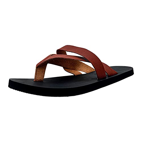 LOIJMK Flip Flops für Männer im Sommer personalisierte rutschfeste Sandalen lässige Modetrend Gummi Außenpantoffeln Schuhe Herren Schwarz Sneaker (Brown, 43) von LOIJMK