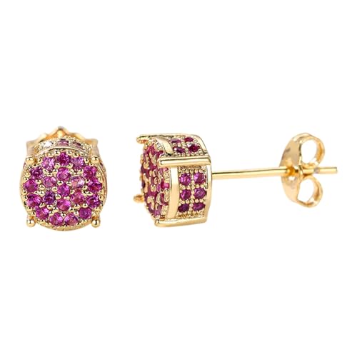 LOIJMK Glänzende, runde Ohrringe mit Zirkonia-Steinen. Exquisite und wunderschöne Accessoires, die für jeden geeignet sind und Charme verleihen. Perlen Cluster Ohrringe (Gold, One Size) von LOIJMK