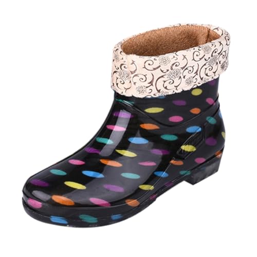 LOIJMK Gummistiefel Damen Halbhoch Regenstiefel Gefüttert Regenschuhe Winter Stiefeletten Garten Stiefel Winterboots Arbeitsschuhe Gummistiefeletten Wasserdicht Rain Boots Schlupfstiefel Gr.36-41 von LOIJMK