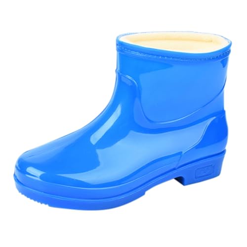 LOIJMK Gummistiefel Damen Halbhoch Regenstiefel Wasserdicht Regenschuhe Winter Stiefeletten Ankle Rain Boots Gartenschuhe Gefüttert Gummistiefeletten Schlupfstiefel Küchenschuhe Kochschuhe von LOIJMK