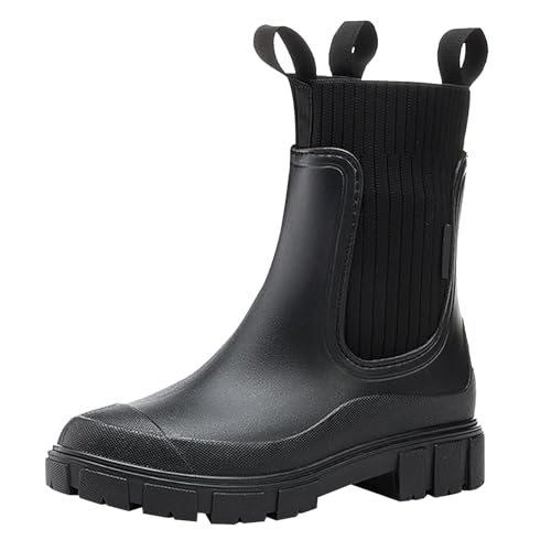 LOIJMK Gummistiefel Damen Halbhoch Regenstiefel Wasserdicht Stiefeletten Regenschuhe Arbeitsstiefel Schlupfstiefel Regen Boots Rutschfeste Gummistiefelette Gartenschuhe Gummi Stiefel Gartenschuhe von LOIJMK