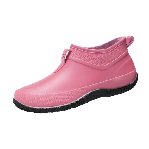 LOIJMK Gummistiefel Damen Kurz Regenstiefel Regenschuhe Wasserdicht Stiefeletten Gartenschuhe Rutschfest Garten Stiefel Ankle Rain Boots Gummistiefeletten Outdoor Arbeitsstiefel Schlupfstiefel von LOIJMK