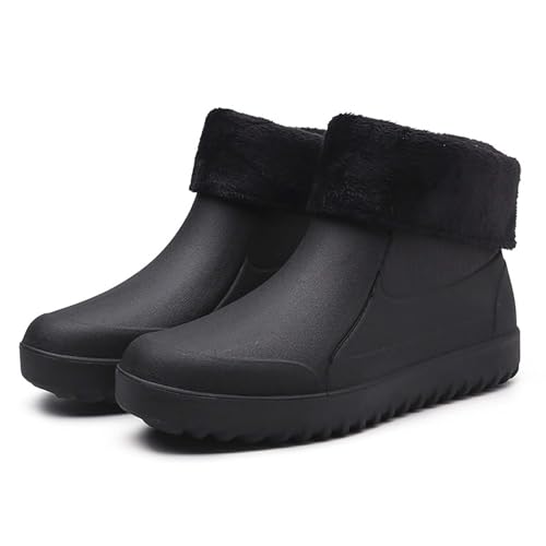 LOIJMK Gummistiefel Herren GefüTtert Schwarz Regenschuhe MäNner Warm Regenstiefel FrüHling Winter Arbeitsstiefel rutschfeste Angelstiefel Einfarbig Thermostiefel Reitstiefel von LOIJMK