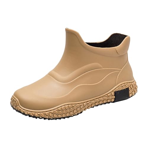 LOIJMK Gummistiefel Herren Halbhoch Regenstiefel Regenschuhe Wasserdicht Stiefeletten Rain Boots Gummistiefeletten Arbeitsschuhe Schlupfstiefel Arbeitsschuhe Berufsschuhe Garten Stiefel von LOIJMK