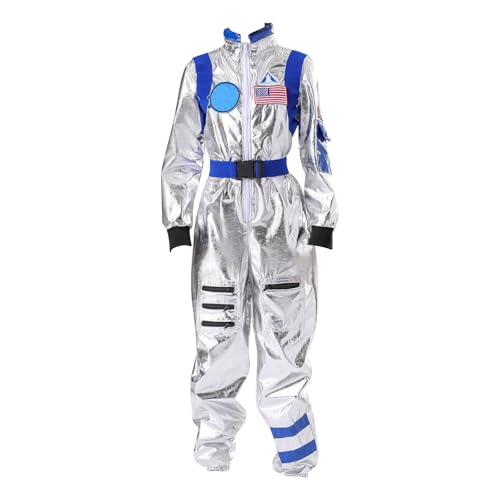 LOIJMK Halloween Kind Unisex Weiß Astronaut Kostüm Pilot Overall Mit Camouflage Kleidung Herren (Blue, 8-9 Years) von LOIJMK