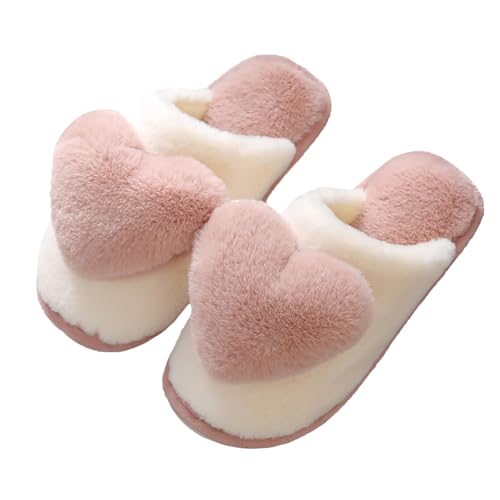 LOIJMK Hausschuhe Damen Liebevolle Pantoffeln Warme Hausschuhe Memory Foam Pantoletten Gefütterte Hüttenschuhe Hausschlappen Plüsch Hauspantoffeln Winter Flauschige Slippers Schlappen Filzpantoffeln von LOIJMK