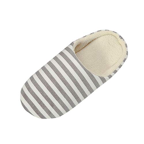LOIJMK Hausschuhe Damen Winter Warm Hausschuhe Memory Foam Pantoffeln Gestreifte Slippers Schlappen Gefütterte Hauspantoffeln Plüsch Hausschlappen Filzpantoffeln Flauschig Hüttenschuhe Filzhausschuhe von LOIJMK