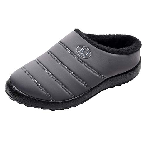 LOIJMK Hausschuhe Damen Winter wasserdichte Pantoffeln Gefütterte Warm Hausschuhe rutschfeste Slippers Schlappen Hüttenschuhe Hauspantoffeln Pantoletten Hausschlappen Gartenschuhe Winterschuhe von LOIJMK