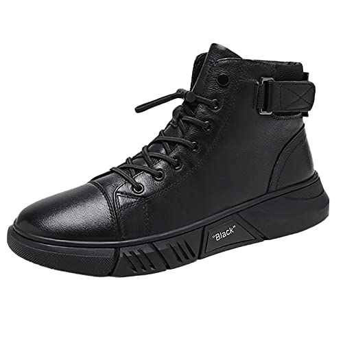 LOIJMK Herren Britischer Stil Große Mode High Top Warme Lässige Kurze Stiefel Herren Winter Schuhe (A, 42) von LOIJMK