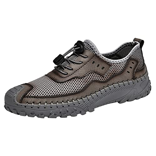 LOIJMK Herren-Outdoor-Sportschuhe, lässig, rutschfest, langlebig, Wanderschuhe, atmungsaktives Mesh-Herrenschuhe rutschfeste Schuhe Herren Gastronomie (Grey, 43) von LOIJMK