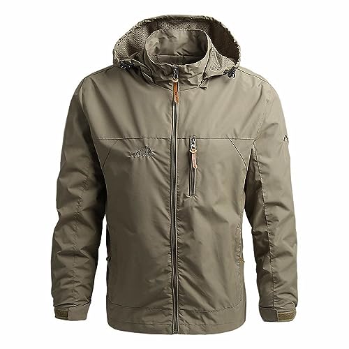 LOIJMK Herren Windbreaker ÜBergangsjacke, Klassischer Regenjacke Wasserdicht Windjacke Männer Funky Regenparka mit Kapuze Mode Regenmantel Reißverschluss Outdoorjacke Langarm Übergangsjacke von LOIJMK