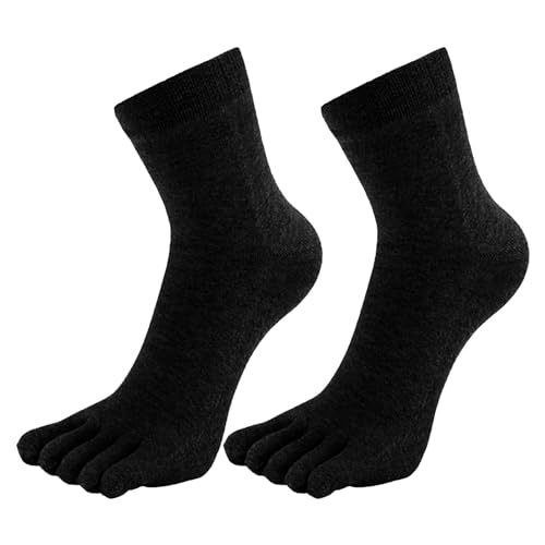 LOIJMK Herren-Zehensocken aus Baumwolle, athletische Lauf-Fünf-Finger-Crew-Socken Damen Socken 39 (Black, One Size) von LOIJMK