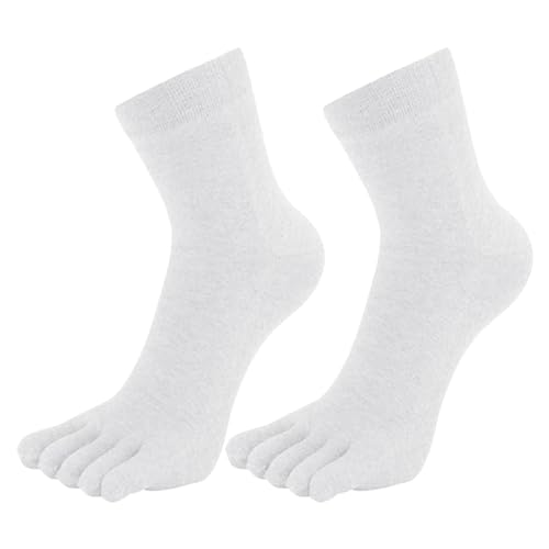 LOIJMK Herren-Zehensocken aus Baumwolle, athletische Lauf-Fünf-Finger-Crew-Socken Damen Socken 39 (White, One Size) von LOIJMK