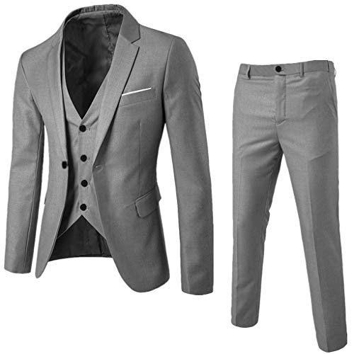 LOIJMK Herrenanzug Slim Fit 3 Teilig, Funky Blazer Herren Business Herrenanzug Hochzeit Herren Regular Fit Anzugjacke Mode Herren Anzug Freizeitanzug Weste + Mantel + Hosen Arbeits Blazer Jacke von LOIJMK