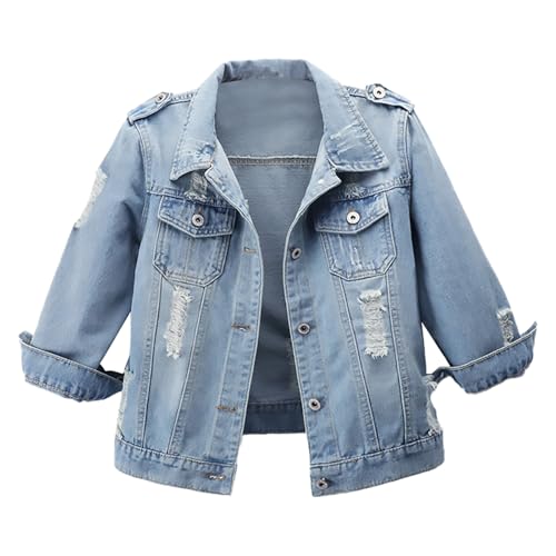 LOIJMK Jeans jacke Damen Schwarz Kurz, Jeansjacke Übergangsjacke Große Größen Jeansjacken Freizeitjacke mit Taschen Jean Mantel Langarm Vintage Denim Jacket Jacke Outdoorjacke Damenjacken von LOIJMK
