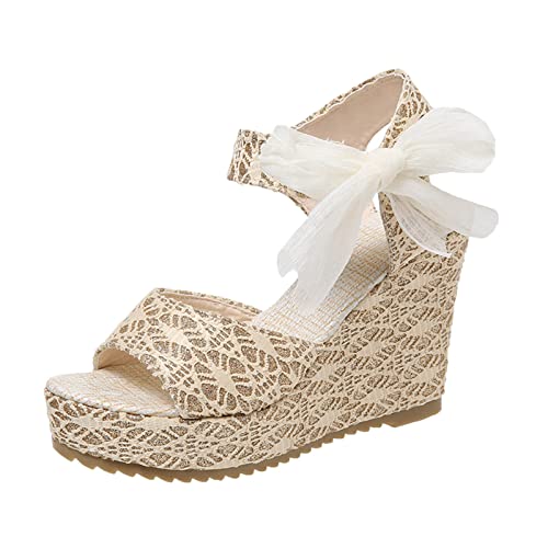 LOIJMK Keilabsatz Schuhe Damen Elegant, Temperament Sandaletten Damen Keil Mode Keilsandalen Damen Plateausohle Abendschuhe Fischmund Keilsandaletten Women Sandalette Plateau Damenschuhe von LOIJMK