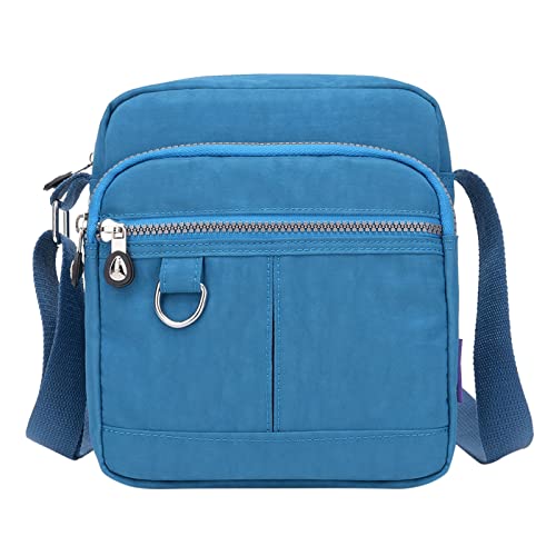 LOIJMK Kurze Damen Sporthose Mit Taschen Casual Nylon Geldbörse Handtasche Umhängetasche Wasserdichte Umhängetasche Handtasche für Frauen Hänge Organizer Taschen (Blue, One Size) von LOIJMK