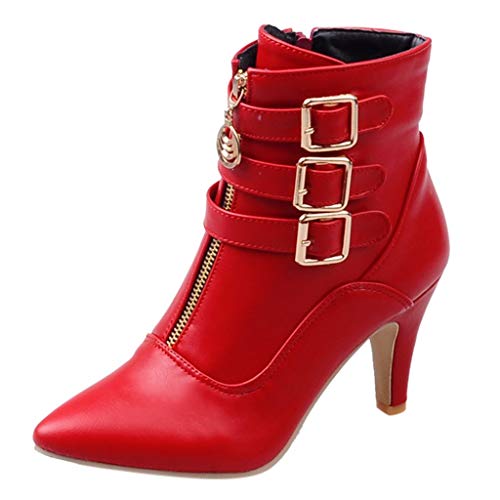 LOIJMK Lederstiefel Damen Kurz Westernstiefel Damenstiefel High Heels Stiefel Kurzstiefel Cowboystiefel Reitstiefel Stiefeletten Schlupfstiefel Halbstiefel Herbst Winter Ankle Boots Arbeitsstiefel von LOIJMK