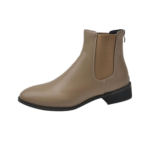 LOIJMK Lederstiefel Damen Kurzstiefel Westernstiefel Schlupfstiefel Reitstiefel Stiefeletten Motorrad Biker Ankle Boots Herbst Winter Cowboystiefel Kunstleder Damenstiefel Halbstiefel Arbeitsschuhe von LOIJMK