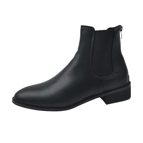 LOIJMK Lederstiefel Damen Kurzstiefel Westernstiefel Schlupfstiefel Reitstiefel Stiefeletten Motorrad Biker Ankle Boots Herbst Winter Cowboystiefel Kunstleder Damenstiefel Halbstiefel Arbeitsschuhe von LOIJMK